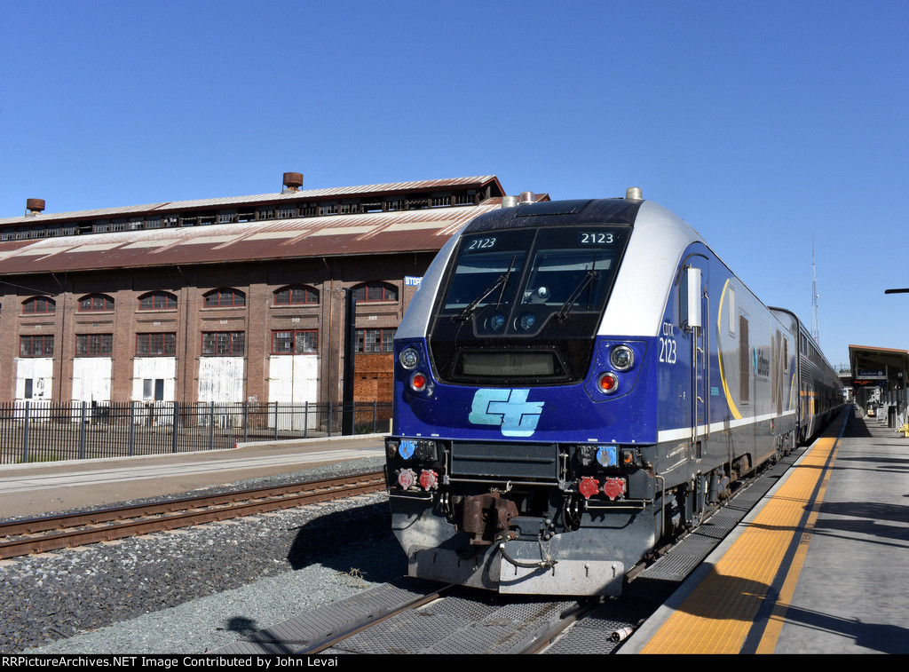 Caltrans SC-44 locomotive on a Capitol Corridor Train back at Sacramento Valley Sta